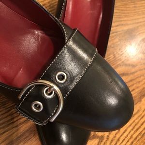 Coach Black Leather Buckle Pumps Heels